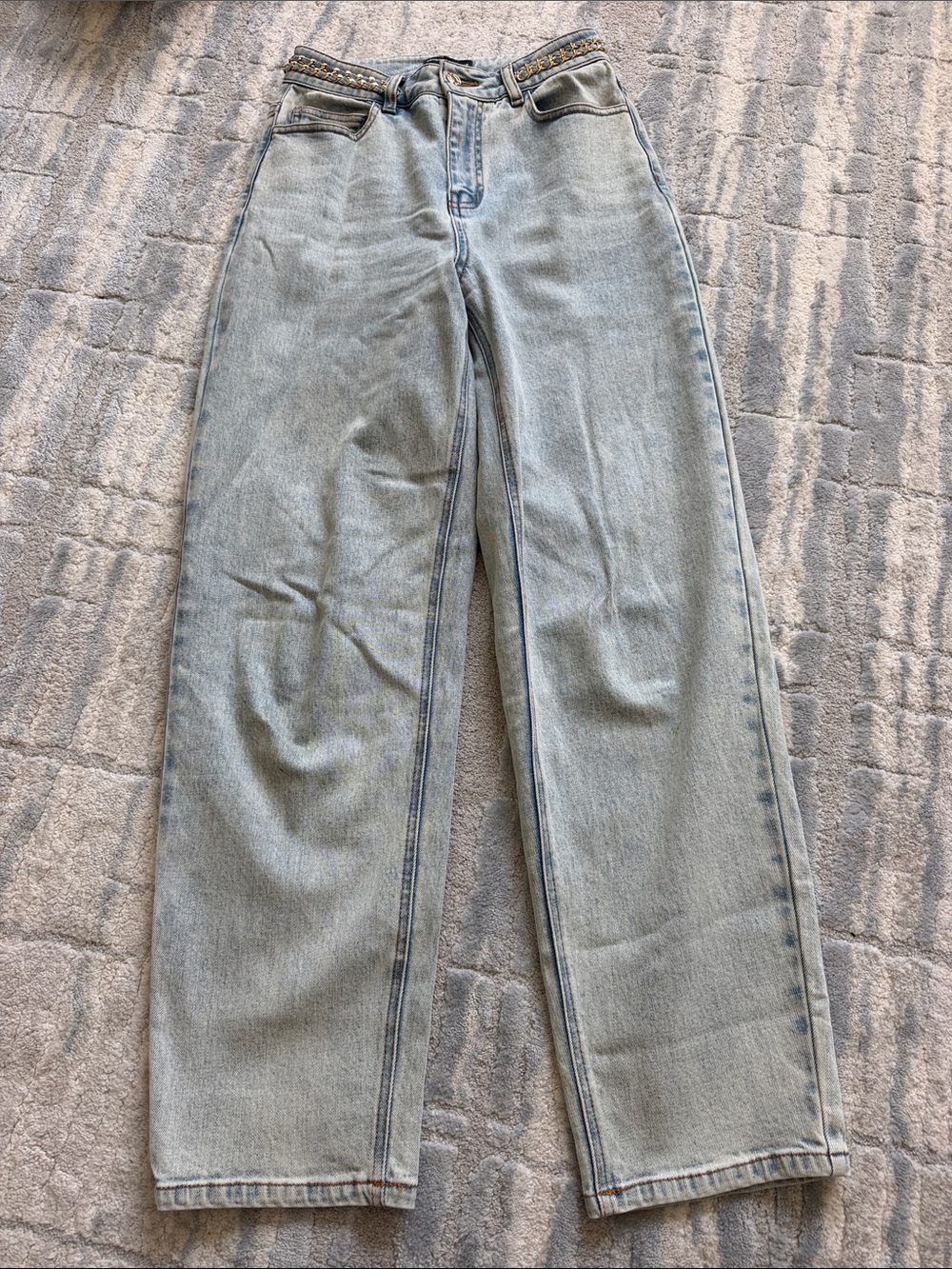 Generation Love Chain Waist Light Wash Women’s Straight-Leg Jeans